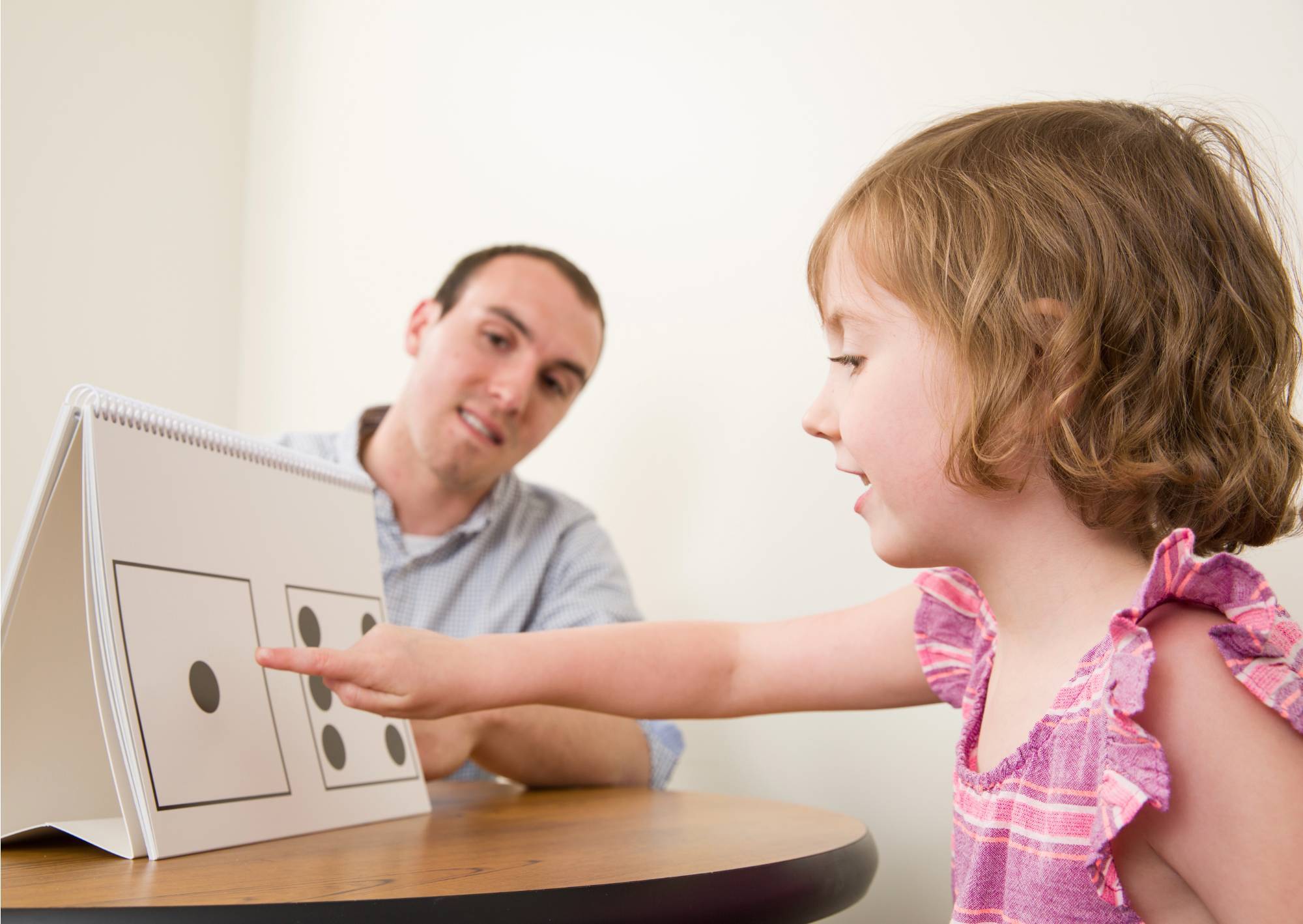 School psychologist testing child